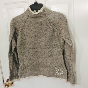 Gray Mock Turtleneck Sweater with Snowflake